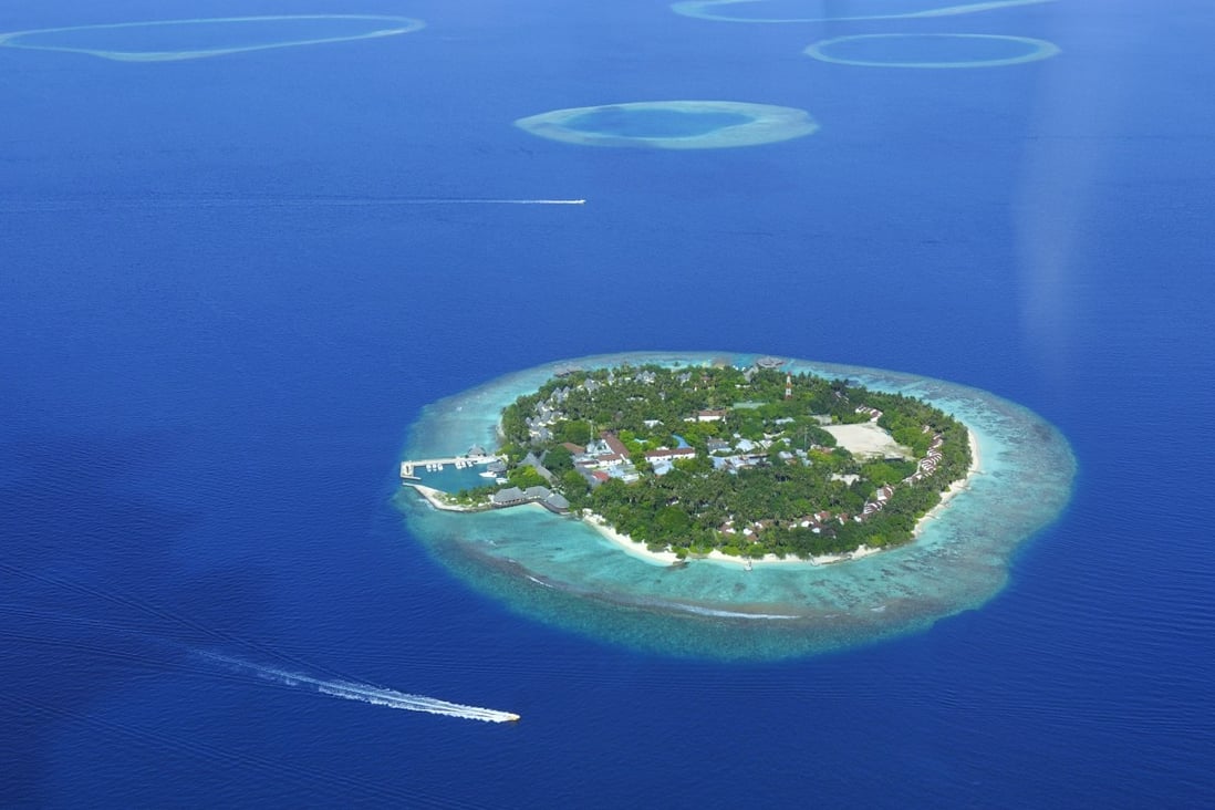 An aerial view of Bandos Island Resort, one of the first to open in the Maldives 50 years ago, when the Indian Ocean island nation was a novel travel destination few had heard of. Photo: Getty Images