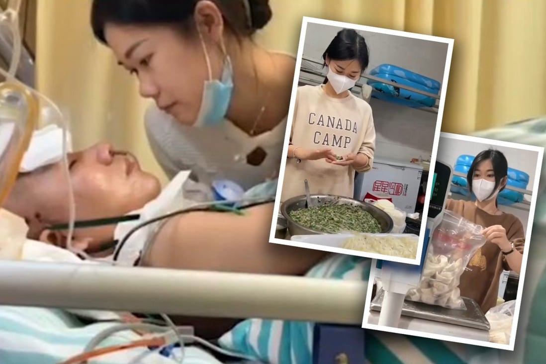 The loving wife of a Chinese man who has been in a coma for three months since being involved in a car accident says she will stick by him come what may, and work hard to pay for his medical care: SCMP Composite.