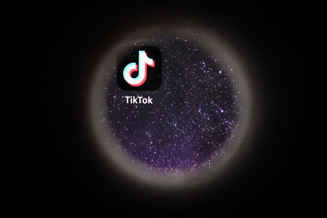 The TikTok logo is seen on a smartphone screen in this file photo taken on October 5, 2021. Photo: AFP