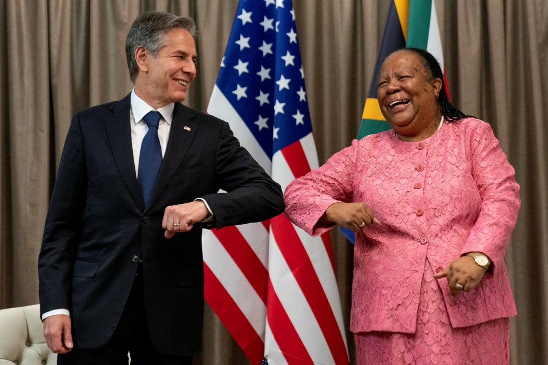 US Secretary of State Antony Blinken with South African Foreign Minister Naledi Pandor in Pretoria in August. Blinken has visited Africa three times in the last year as the Biden administration ramps up its engagement with the continent. Photo: Reuters