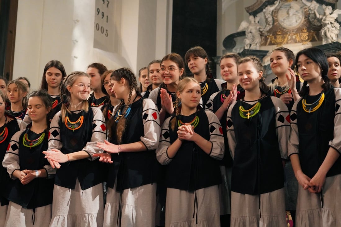 Shchedryk youth choir members at a Christmas concert in Copenhagen’s Church of the Holy Spirit, Denmark. Photo: AP