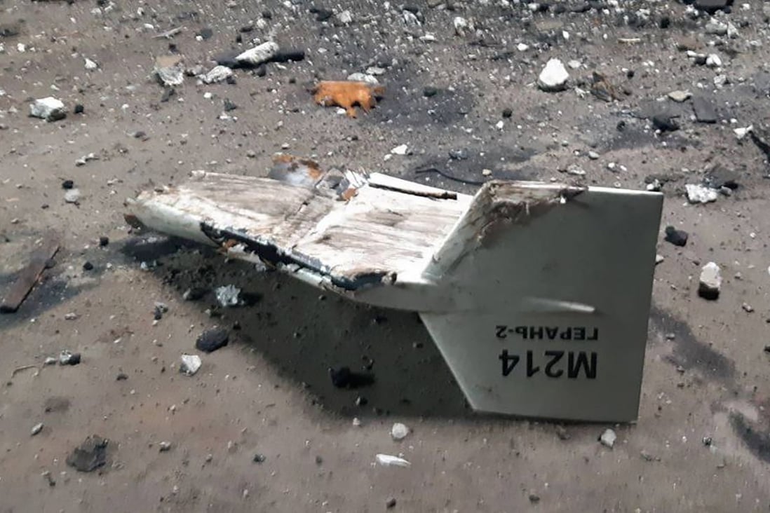 An undated photo of the wreckage of what Kyiv has described as an Iranian Shahed drone downed near Kupiansk, Ukraine. Photo: Ukrainian military’s Strategic Communications Directorate via AP