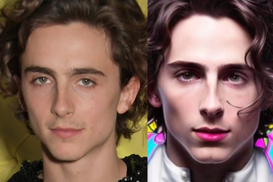 Actor Timothee Chalamet and his Lensa avatar. AI-generated portraits like the one on the right, created by AI art app Lensa, are taking over Instagram and TikTok. Photo: Getty Images and Instagram