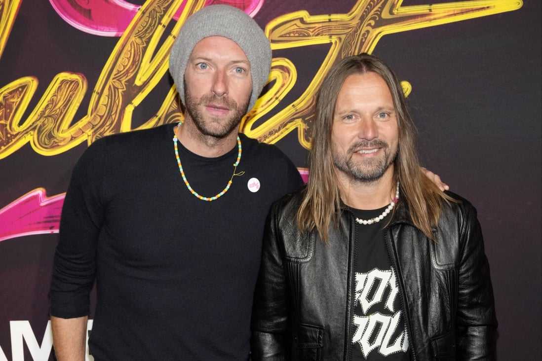 Chris Martin (left) and super producer Max Martin at the Broadway opening night of  “& Juliet”. The show, inspired by Shakespeare’s Romeo and Juliet, includes pop hits, many written by Max Martin, from stars including Celine Dion and Ariana Grande. Photo: Charles Sykes/ Invision/AP