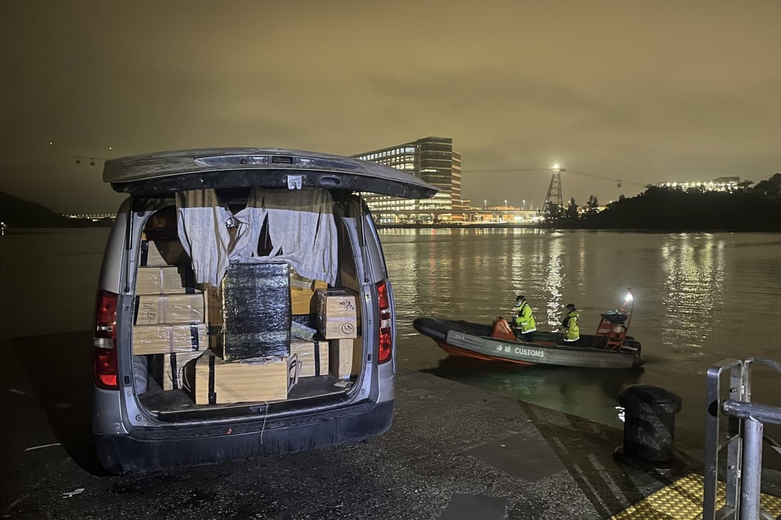 Customs officers seized the goods at a pier in Tung Chung. Photo: Handout