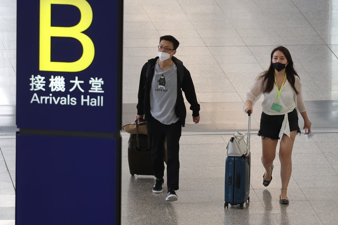 Passengers arrive at Hong Kong’s airport amid the biggest easing of curbs since the pandemic emerged nearly three years ago. Photo: Yik Yeung-man