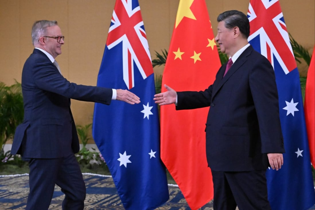 Australia’s Prime Minister Anthony Albanese and China’s President Xi Jinping shake hands before a bilateral meeting on the sidelines of the G20 Leaders’ Summit in Bali, Indonesia, on November 15. Photo: EPA-EFE Australia’s Prime Minister Anthony Albanese and China’s President Xi Jinping shake hands before a bilateral meeting on the sidelines of the G20 Leaders’ Summit in Bali, Indonesia, on November 15. Photo: EPA-EFE