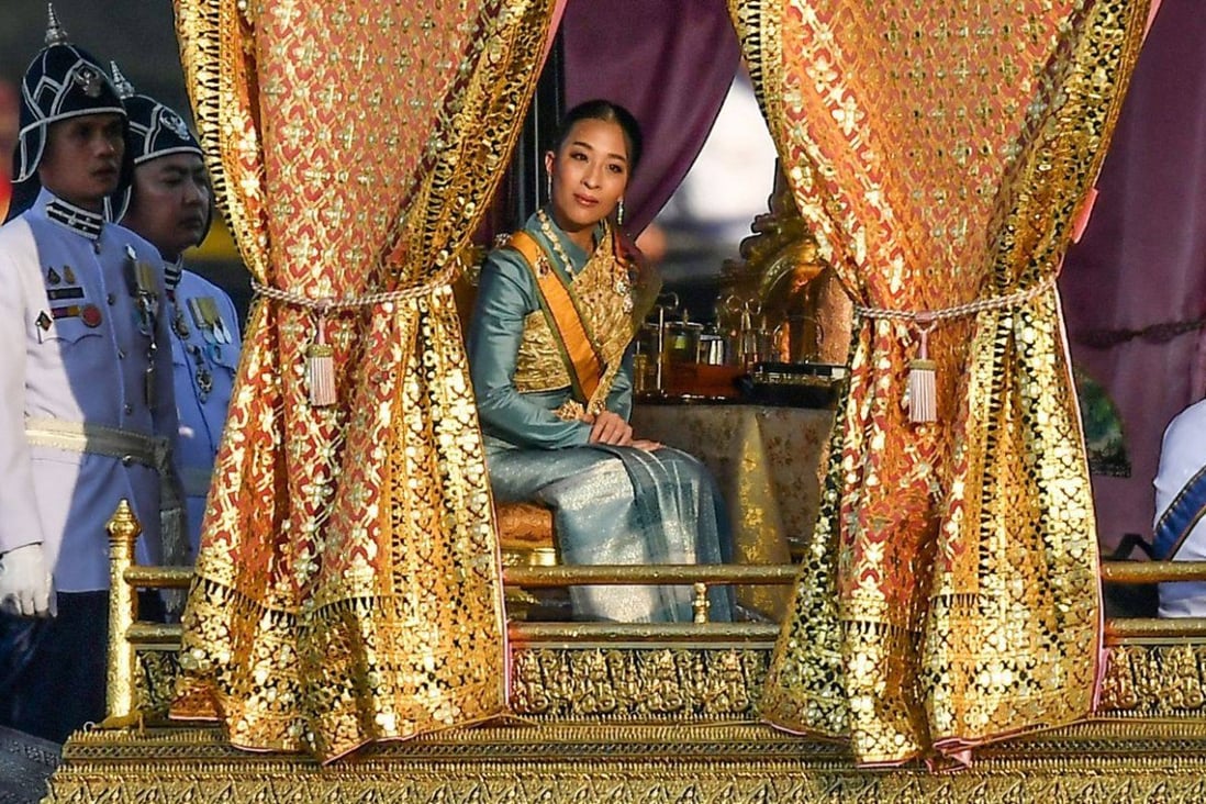 Princess Bajrakitiyabha Mahidol, eldest daughter of Thailand’s King Maha Vajiralongkorn, sits in her barge during a royal procession through Bangkok in 2019. Photo: AFP