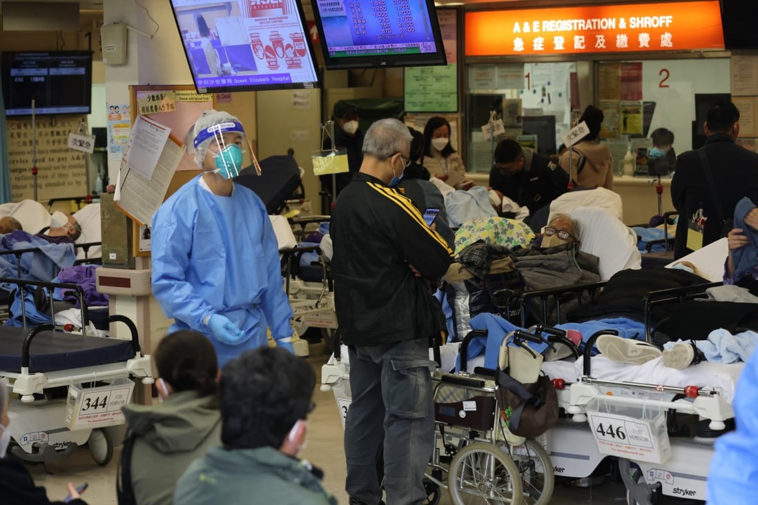 Patients wait in the the accident and emergency unit of the Queen Elizabeth Hospital in Yau Ma Tei. Photo: May Tse