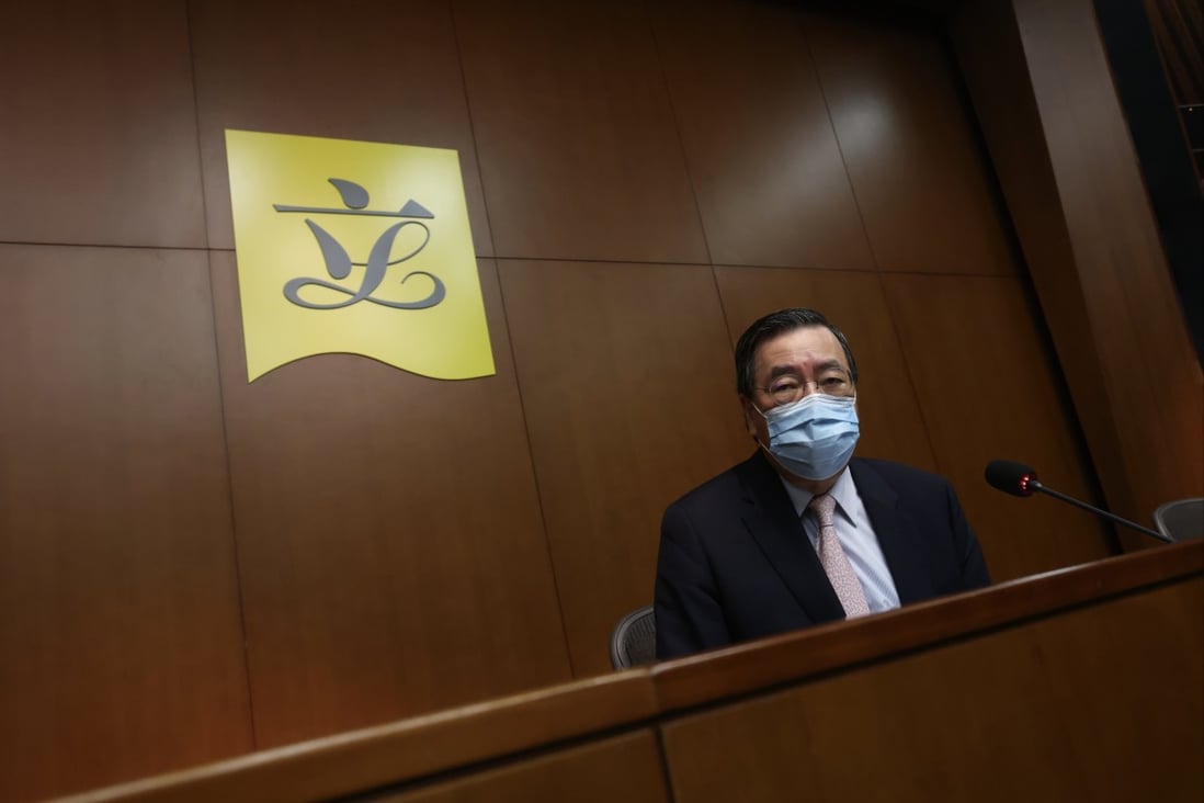 President of the Legislative Council of Hong Kong Andrew Leung Kwan-yuen delivers the end-of-session press conference held at Legco in Admiralty on Friday. Photo: Jonathan Wong