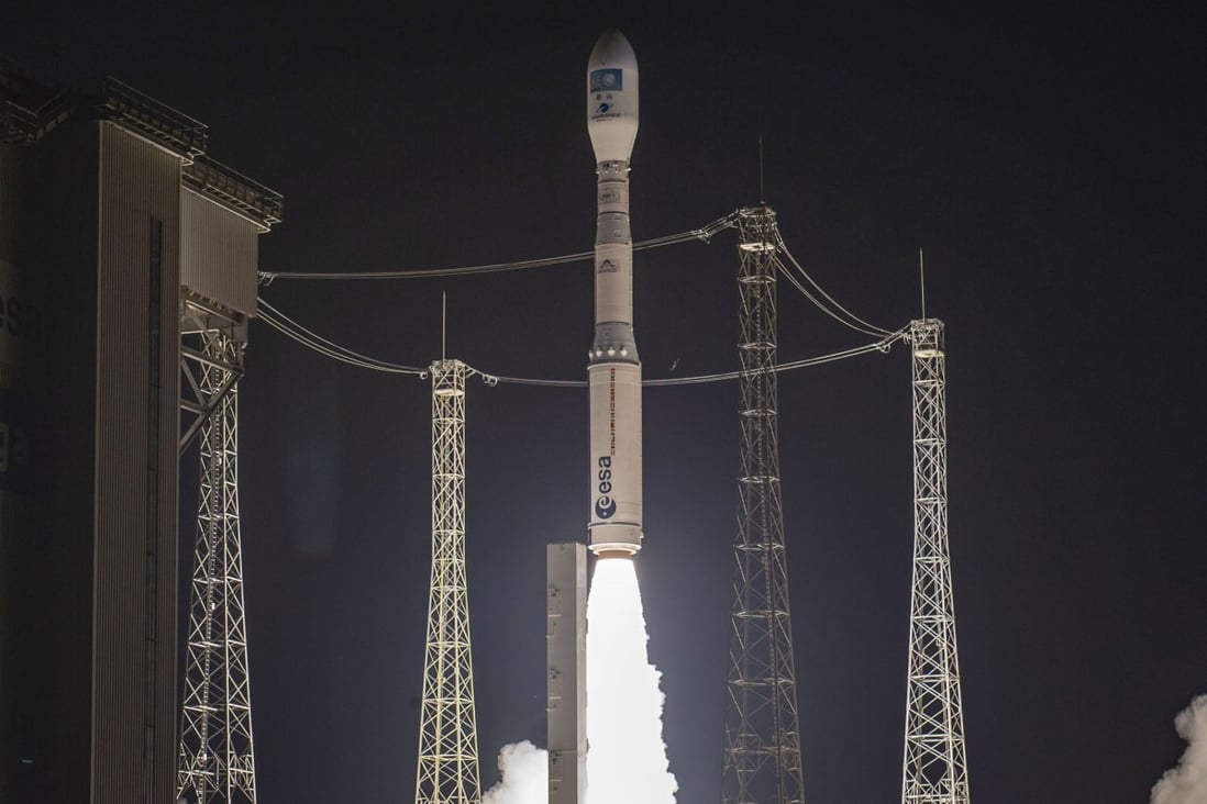 The Vega-C rocket lifting off at the Kourou space base, French Guiana. Photo: AP