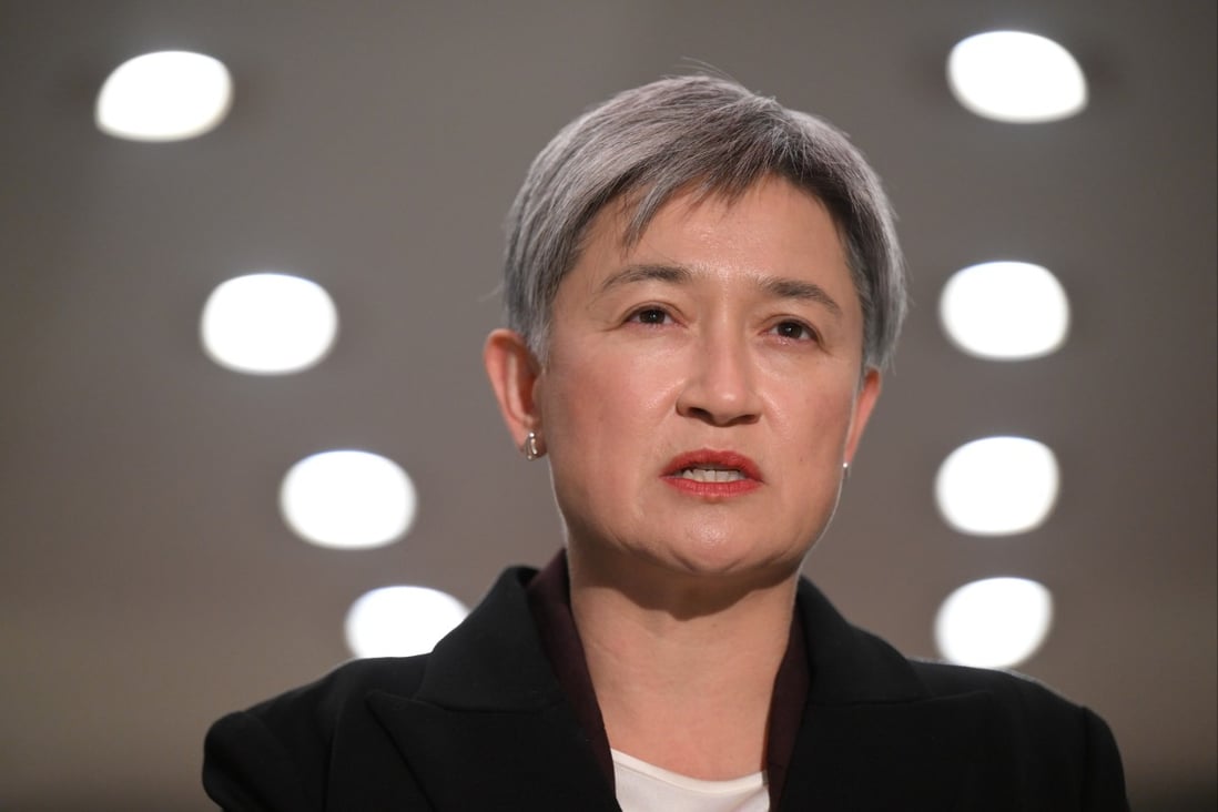 Penny Wong said she had raised the case of two Australian detained on spying charges in the talks with Wang Yi. Photo: dpa