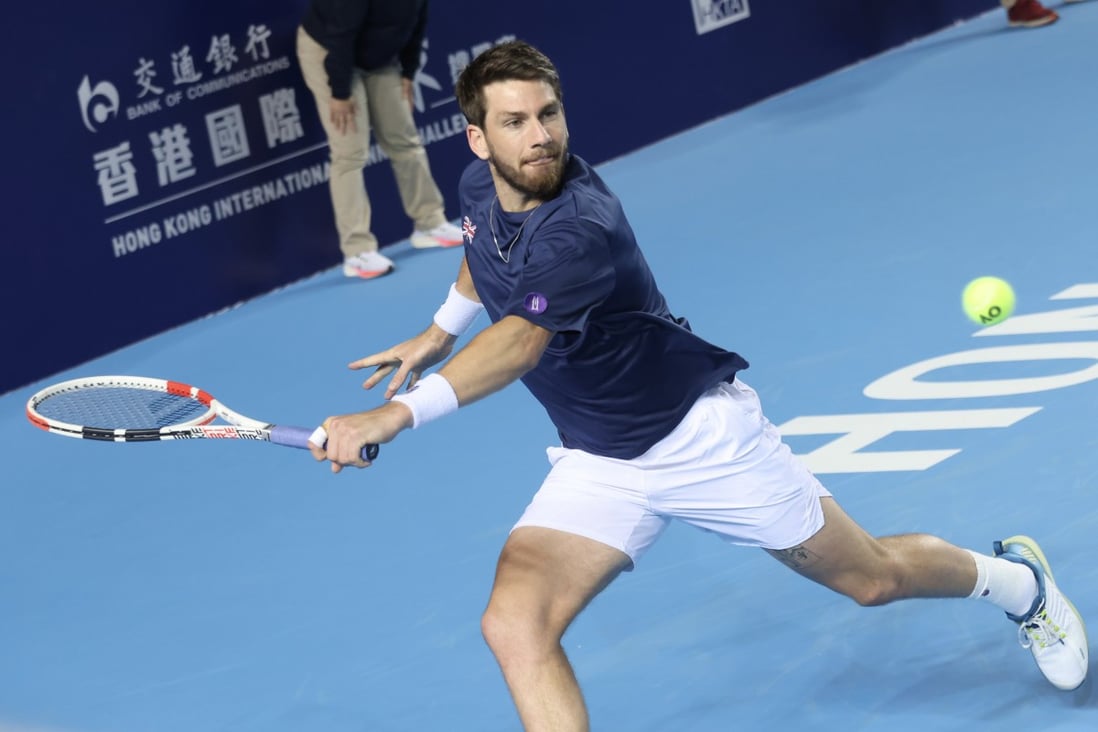 Cameron Norrie on his way to victory on the opening night of the Hong Kong International Tennis Challenge. Photo: Jonathan Wong