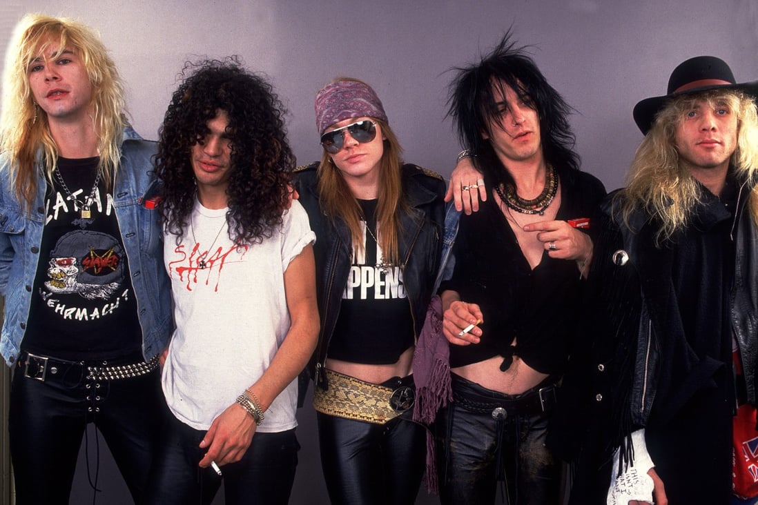 Who’s the richest member of rock band Guns N’ Roses? The OG line-up of Duff McKagan, Slash, Axl Rose, Izzy Stradlin and Steven Adler in their 80s heyday. Photo: WireImage/Getty Images