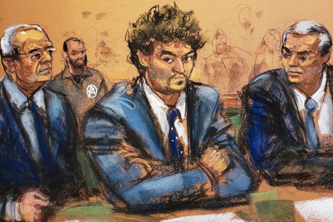 A courtroom sketch of FTX founder Sam Bankman-Fried (centre), known as SBF in the cryptocurrency world, with his lawyers Mark Cohen and Christian Everdell at his arraignment hearing in Manhattan federal court in New York on December 22, 2022 Photo: Reuters.