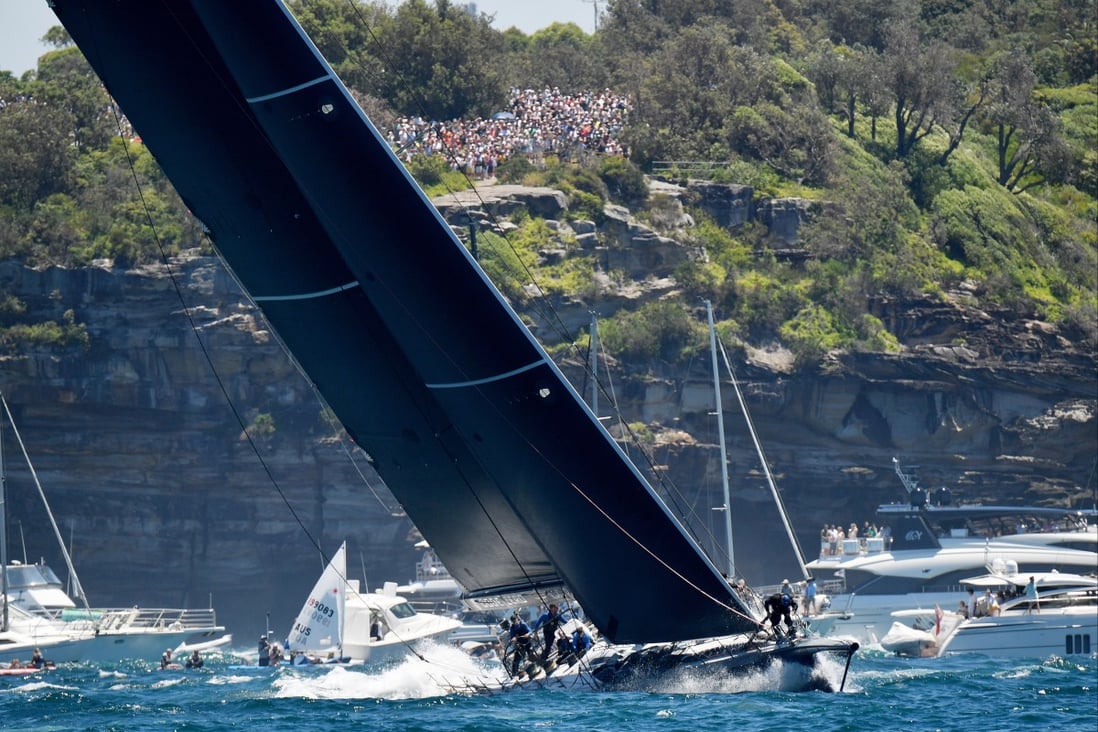 Black Jack is seen during the Sydney to Hobart Yacht Race 2022 at Sydney Harbour. Photo: EPA-EFE