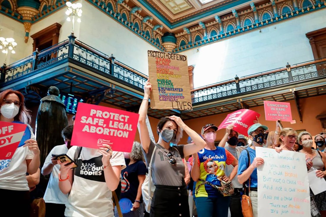 People rally in South Carolina as members of the South Carolina House of Representatives prepare to vote on legislation related to an abortion ban. File photo:  via TNS