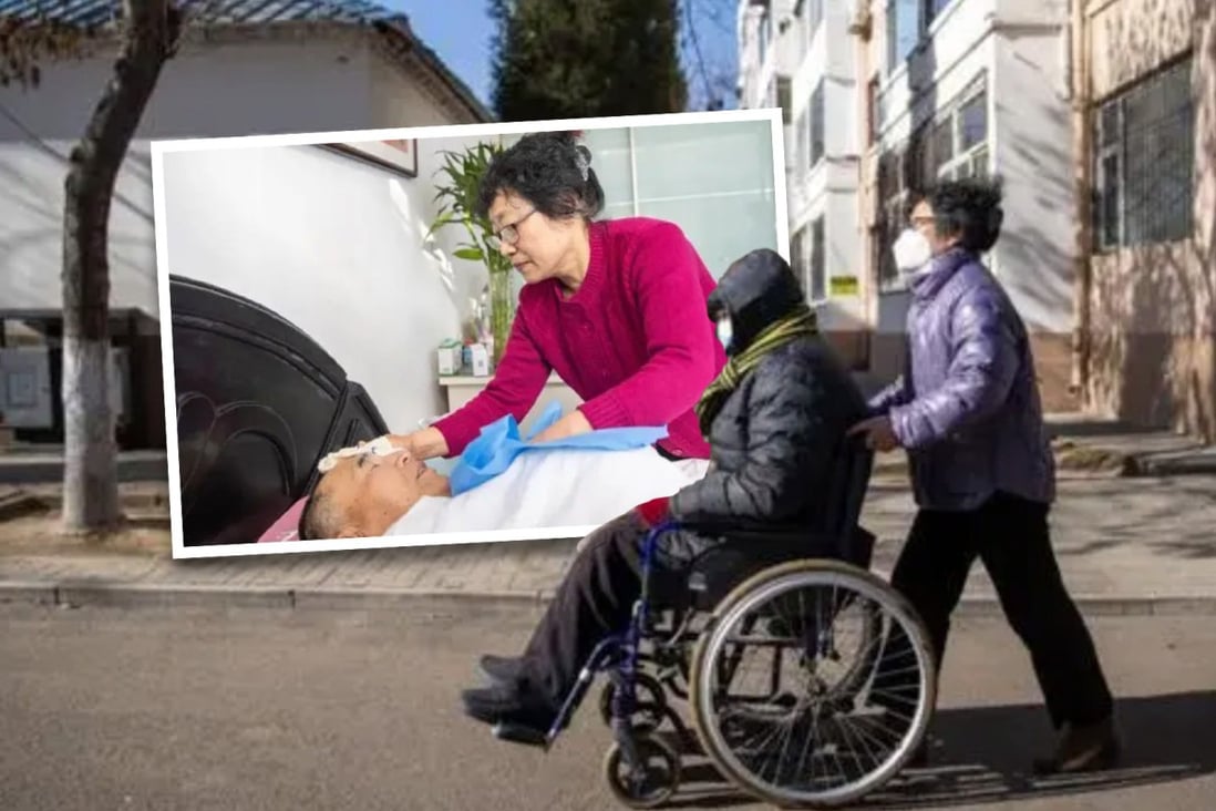 Chen Qiuhua, aged 69, has cared for her husband Ren Junshan ever since he was seriously injured at work 47 years ago. Photo: SCMP composite/handout