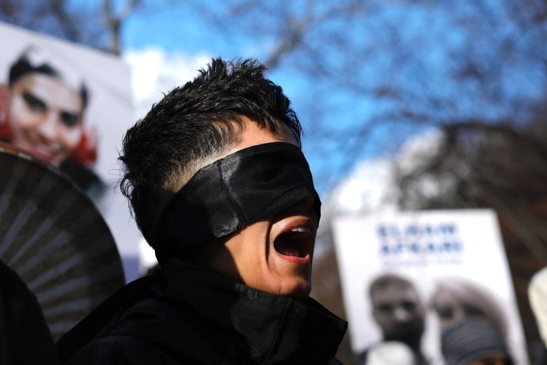 People protest against executions and detentions in Iran, in front of the Iranian Permanent Mission to the UN in New York, US, on December 17. Photo: AFP