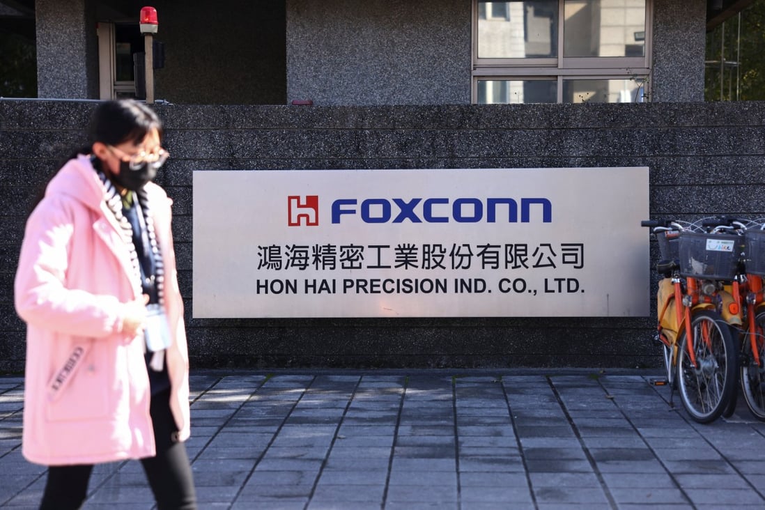 Outside Foxconn’s company building in New Taipei City, Taiwan. Photo: Reuters