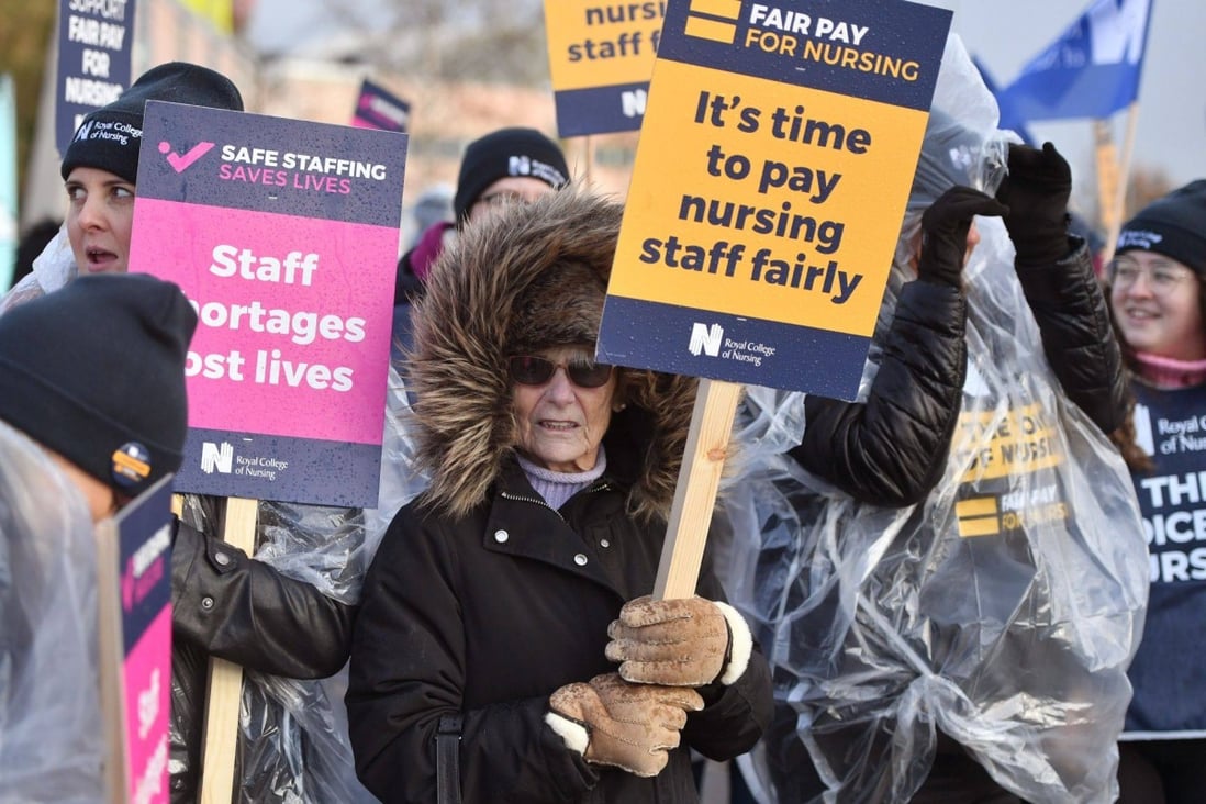 Britain’s NHS nursing staff took industrial action for the first time in 106 years, now Prime Minister Rishi Sunak wants to introduce a new law to prevent any more strikes. Photo: Bloomberg