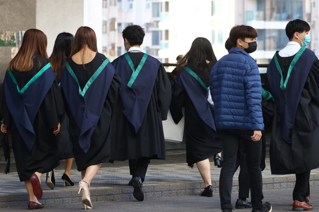 Graduates gather for photos on the University of Hong Kong campus on December 20, 2022. Photo: Dickson Lee 