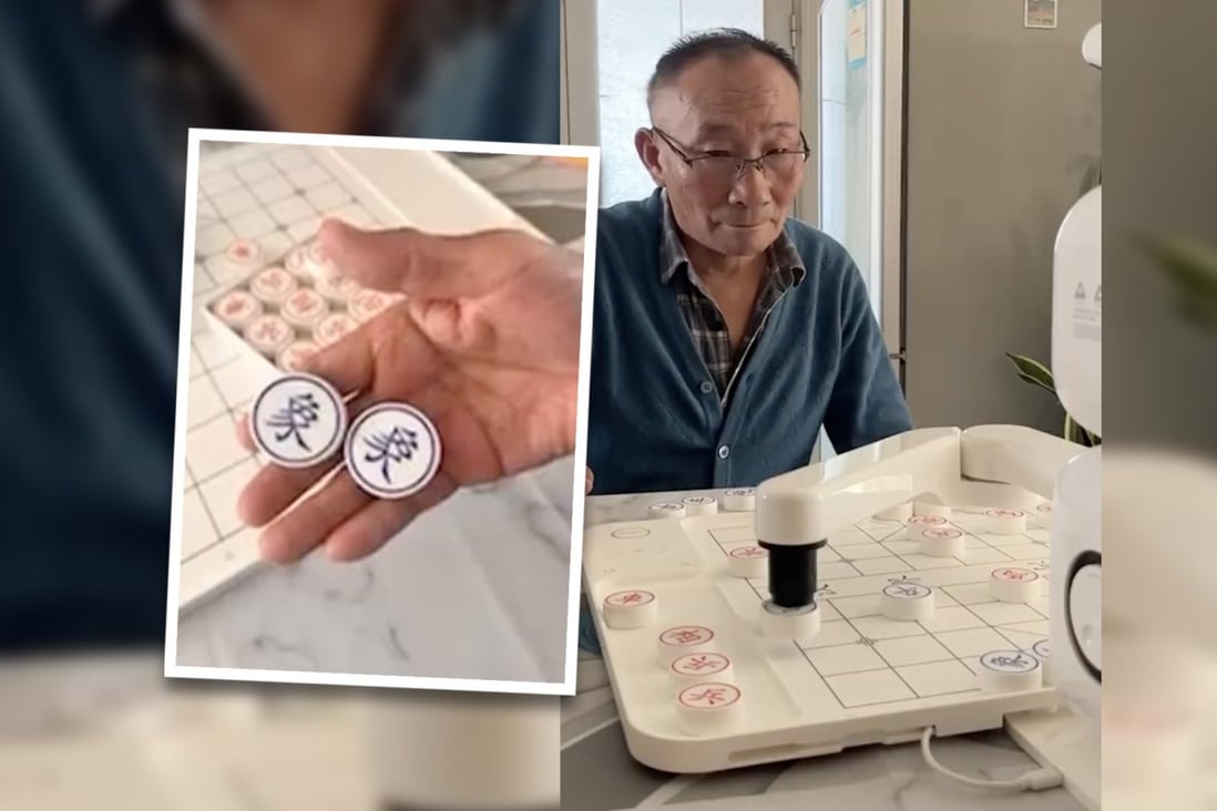 A Chinese grandfather has out-smarted his grandson’s bid to stop the old man’s pre-occupation with the youngster finding a girlfriend by using a robotic chess game gift to keep the “partner” pressure on. Photo: SCMP Composite