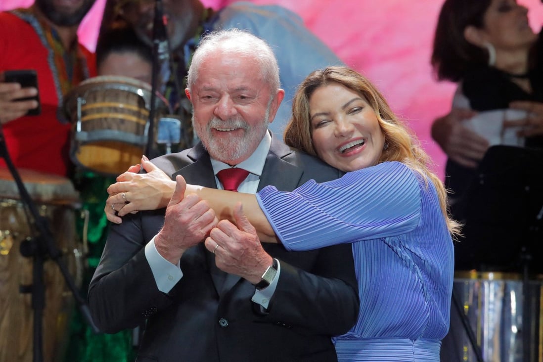 Brazil’s President Luiz Inacio Lula da Silva with first lady Rosangela “Janja” da Silva in Brasilia. Photo: AFP