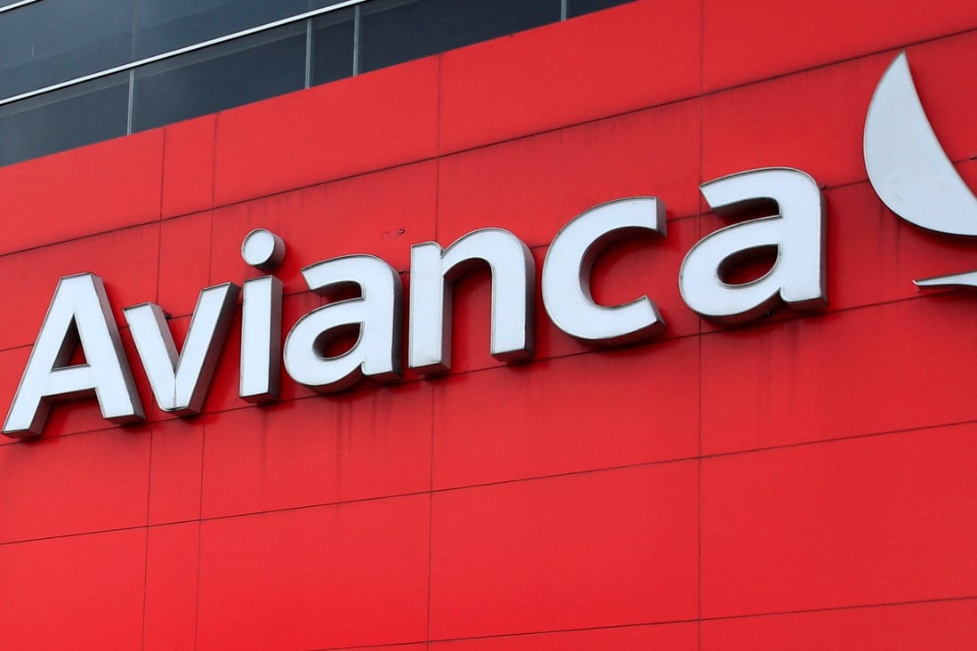The logo of Colombia aviation company Avianca. The bodies of two young men were found in the undercarriage of an Avianca plane, authorities said on Saturday. Photo: Reuters