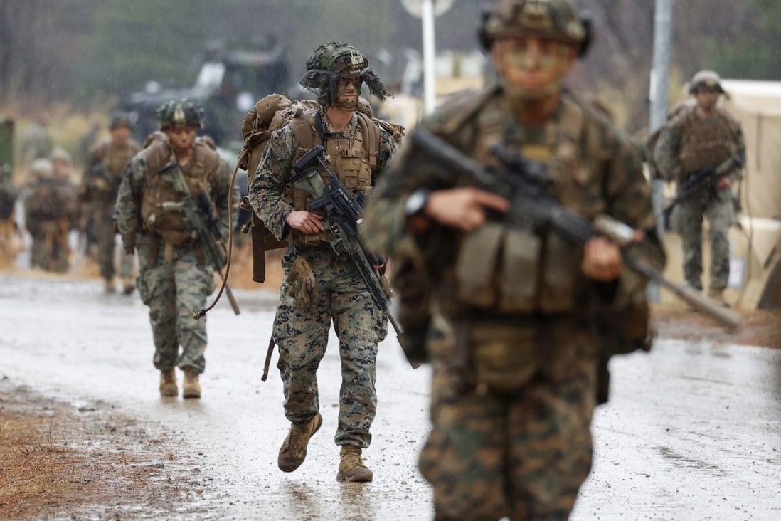 US Marines take part in joint exercises with members of Japan’s Ground Self-Defence Force in December 2021. Photo: Kyodo