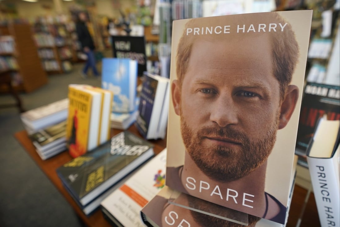 Copies of Prince Harry’s new book are displayed at a store in Freeport, Maine, on Tuesday. Photo: AP