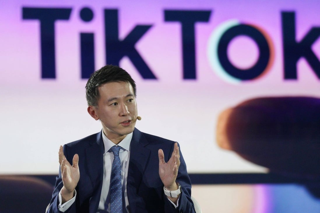 Shou Zi Chew, chief executive officer of TikTok Inc., speaks during the Bloomberg New Economy Forum in Singapore in November 2022. Photo: Bloomberg