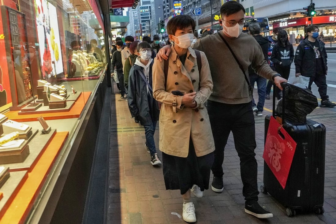 People wearing masks walk along Nathan Road in Mong Kok on January 8. Hong Kong’s mask mandate makes it an outlier as much of the rest of the world has abandoned such policies. Photo: Elson Li