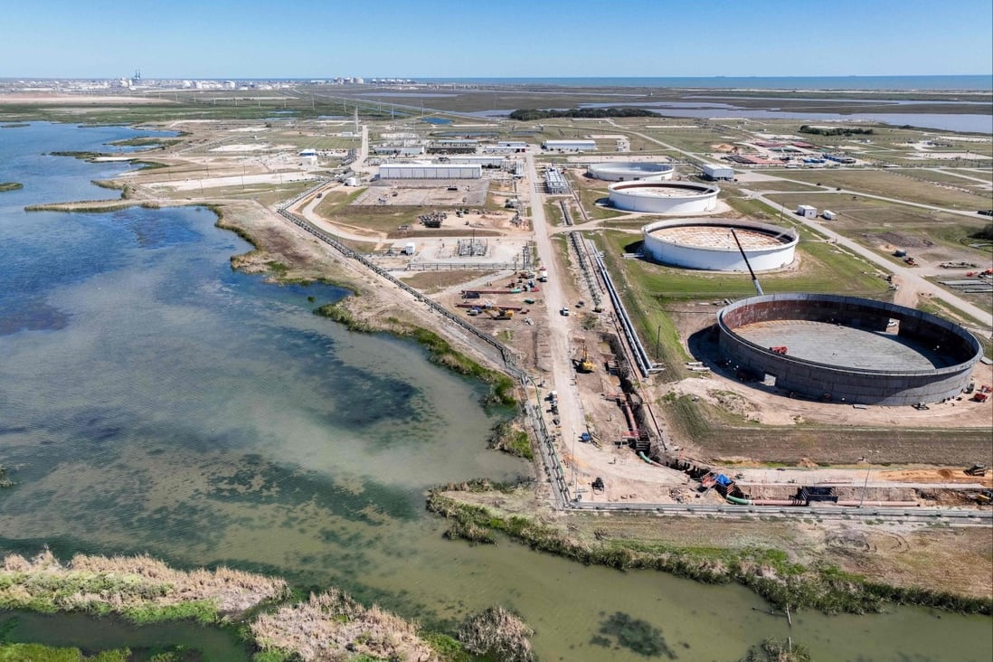 An aerial view of the US Strategic Petroleum Reserve storage in Freeport, Texas. Photo: Getty Images North America/AFP