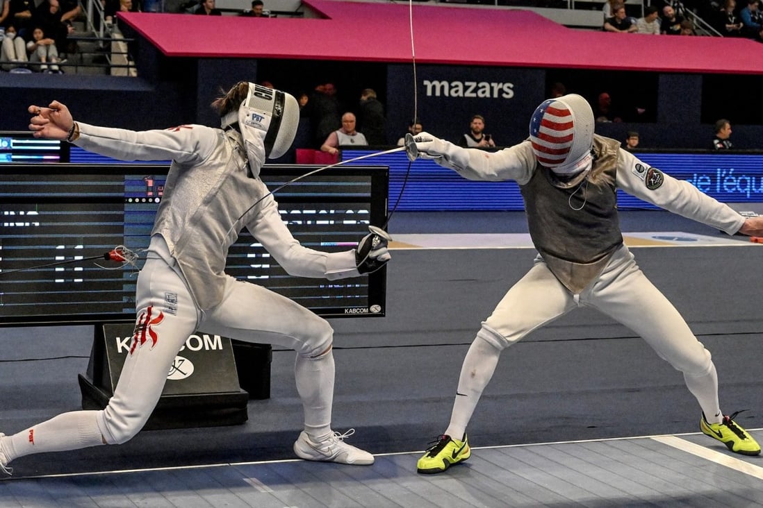 Cheung (right) against Massialas in the semifinals. Photo: FIE 