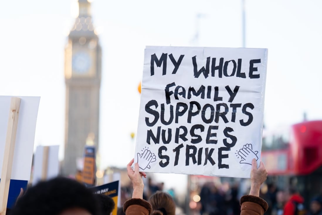 Members of the Royal College of Nursing on strike in London in December. Photo: dpa