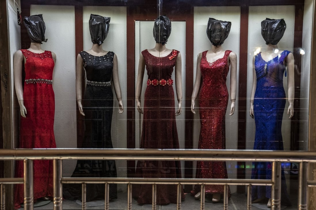 Bare arms are displayed, but not the faces of these mannequins. Photo: AP
