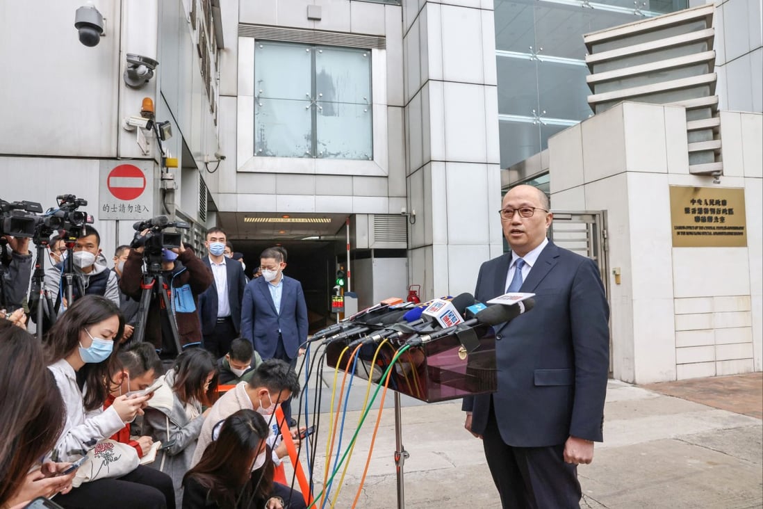 Newly appointed liaison office chief Zheng Yanxiong meets the media for the first time in his current role. Photo: K.Y. Cheng