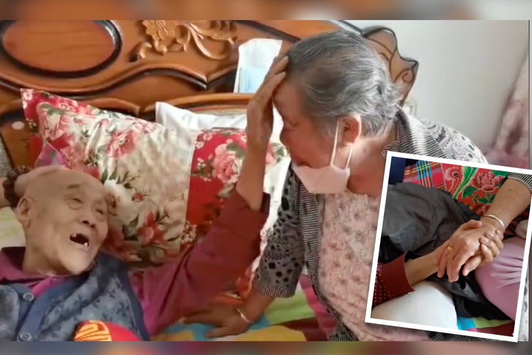 A video of an 88-year-old man about to die telling his distraught wife to be happy and live her life has gone viral on the mainland. Photo: SCMP composite/handout