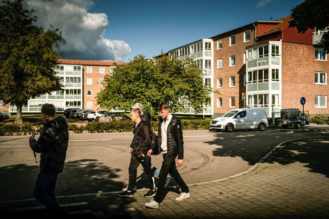 Youths walking along a street in central Klippan, Sweden. An undercurrent of racism has been at the margins of Swedish politics for decades. Photo: Bloomberg