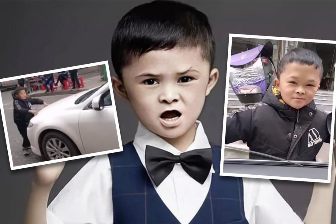 The re-appearance online of a famous child lookalike of Chinese billionaire Jack Ma begging for money from stopped cars in traffic has reignited a debate on child exploitation by families and the entertainment industry in China. Photo: SCMP Composite