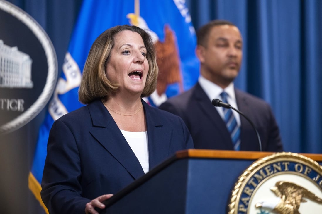 Deputy Attorney General Lisa Monaco speaks at a press conference to announce the arrest of Anatoly Legkodymov, founder of the cryptocurrency exchange Bitzlato, at the Department of Justice in Washington on Wednesday. Photo: EPA-EFE