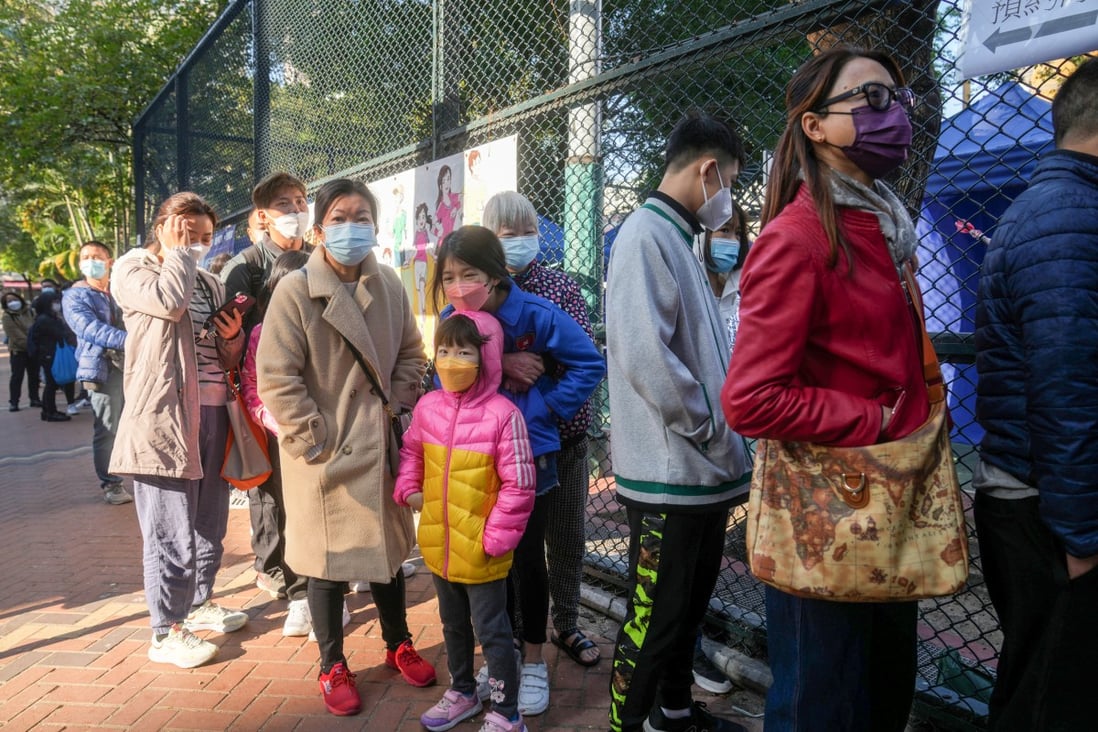 People queue up for Covid-19 testing in Hong Kong. Photo: Sam Tsang