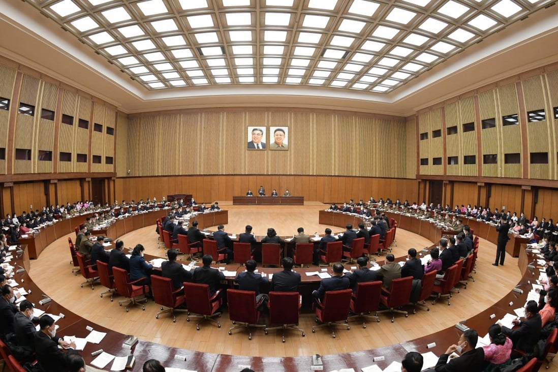 Participants of the Supreme People’s Assembly at the Mansudae Assembly Hall in Pyongyang, North Korea. Photo: EPA-EFE