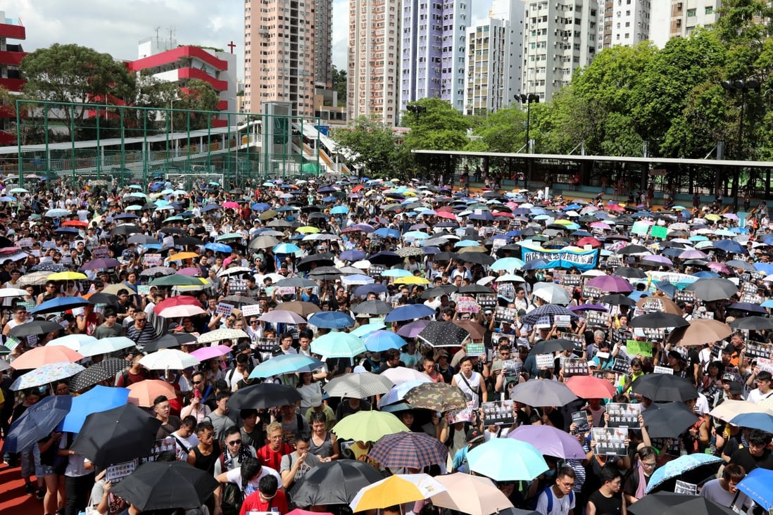 The 2019 park protest in Tuen Mun that left a lawmaker facing a charge of perverting the course of justice. Photo: Felix Wong
