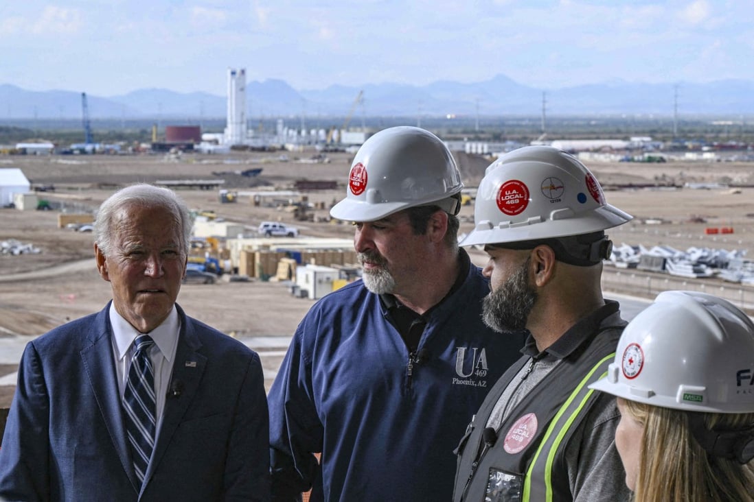 US President Joe Biden tours the TSMC Semiconductor Manufacturing Facility in Phoenix, Arizona, on December 6. Photo: AFP