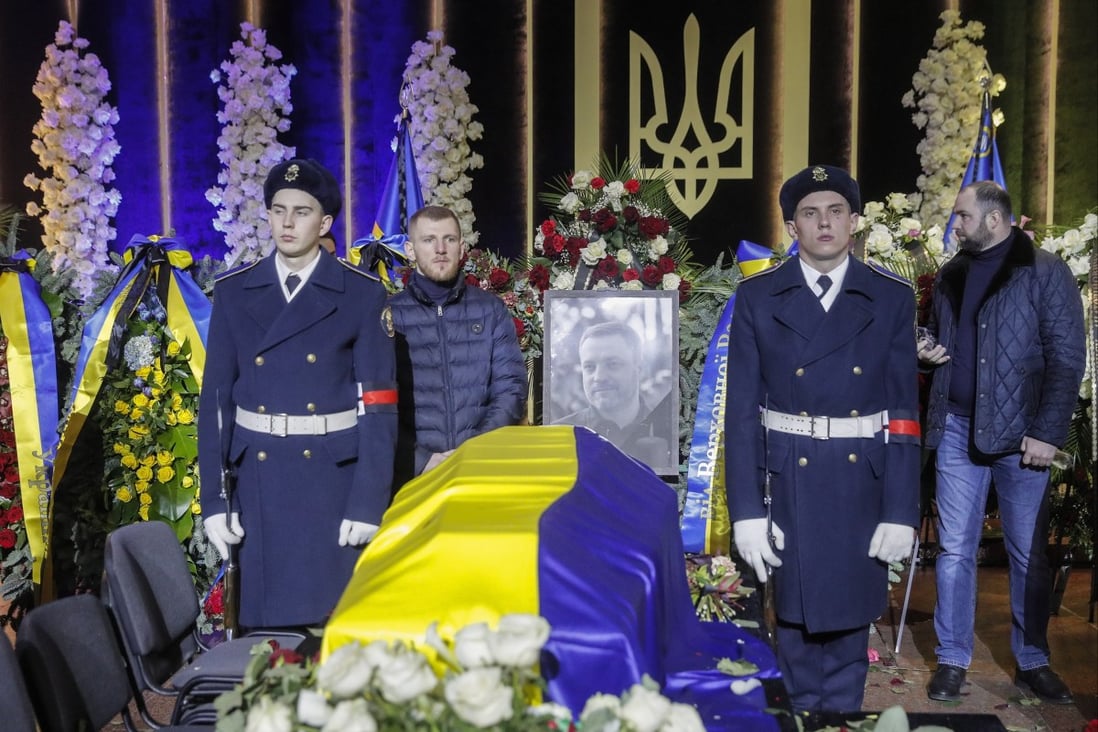 The funeral ceremony for victims of the January 18 helicopter crash, in Kyiv, Ukraine, in which 14 people died. Phto:  EPA-EFE