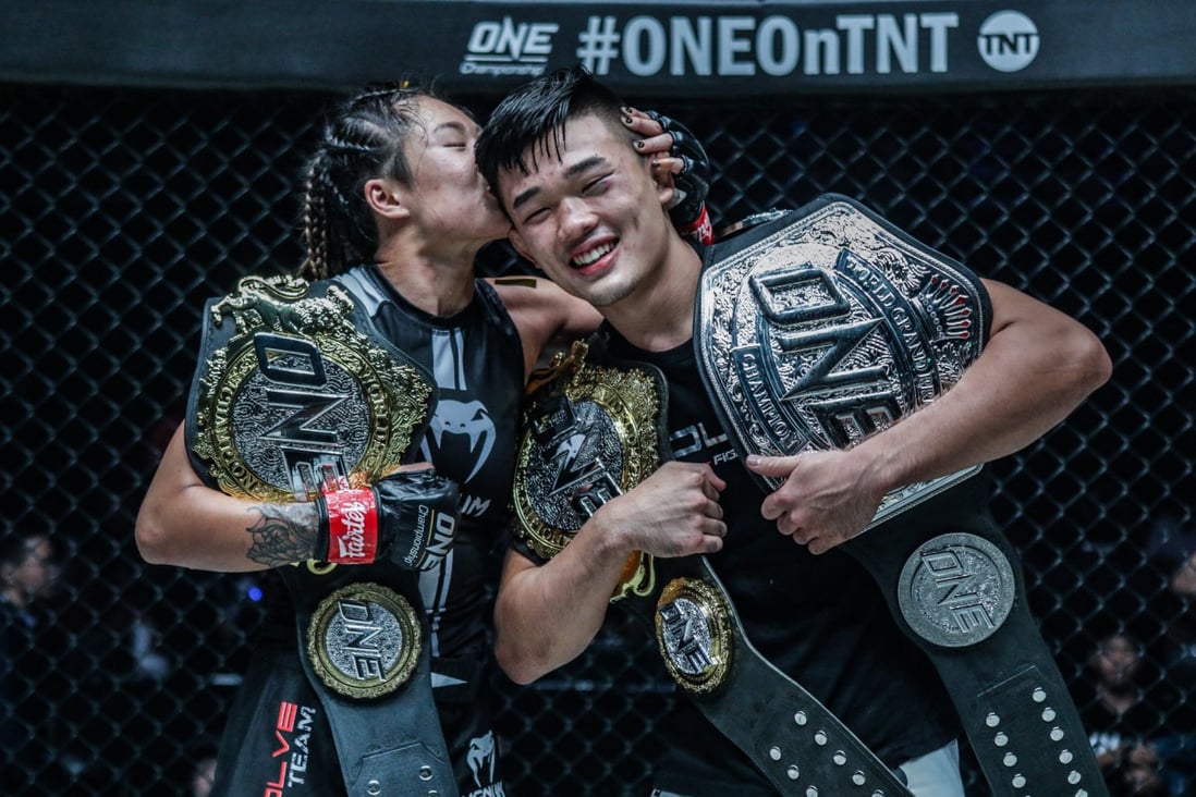 Angela Lee kisses her brother Christian Lee at ONE: Century Part 1 in Tokyo, Japan on 13 October, 2019. Photo: ONE Championship