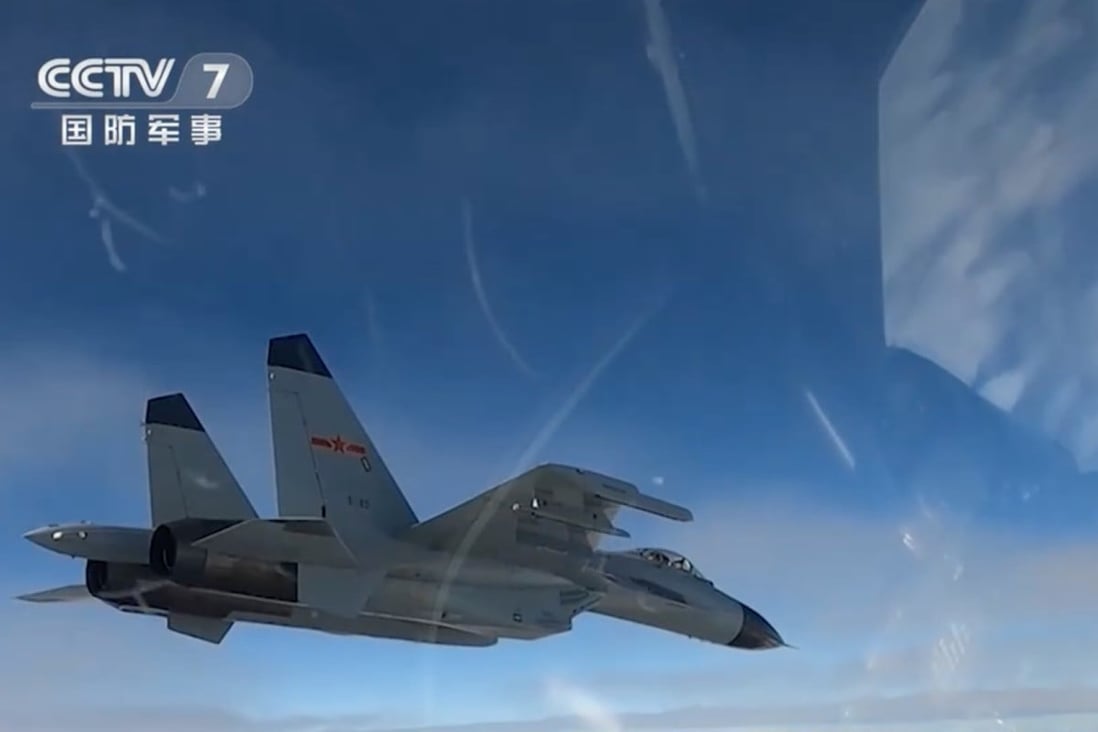 The Chinese fighter jets were seen taking off from Woody Island on Sunday in a video aired on state television. Photo: CCTV