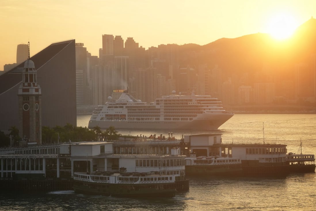 Star Ferry vessels at the pier in Tsim Sha Tsui as a cruise liner and Hong Kong’s iconic skyline serves as a picturesque backdrop. Photo: Elson Li